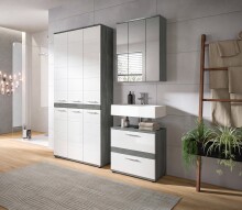 Badezimmer-Set >Blake< in Rauchsilber/Weiß hochglanz - 165x191x34cm (BxHxT)