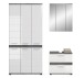Badezimmer-Set >Blake< in Rauchsilber/Weiß hochglanz - 165x191x34cm (BxHxT)
