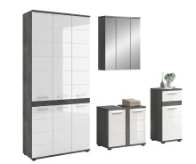 Badezimmer-Set >Blake< in Rauchsilber/Weiß...