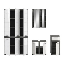 Badezimmer-Set >Blake< in Rauchsilber/Weiß hochglanz - 215x191x34cm (BxHxT)