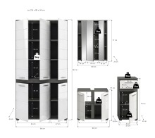Badezimmer-Set >Blake< in Rauchsilber/Weiß hochglanz - 215x191x34cm (BxHxT)