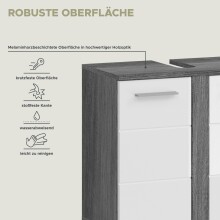 Badezimmer-Set >Blake< in Rauchsilber/Weiß hochglanz - 215x191x34cm (BxHxT)