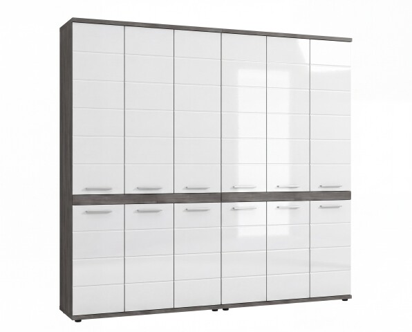 Badezimmer-Set >Blake< in Rauchsilber/Weiß hochglanz - 180x191x31cm (BxHxT)