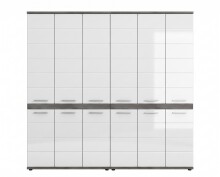 Badezimmer-Set >Blake< in Rauchsilber/Weiß hochglanz - 180x191x31cm (BxHxT)