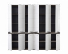 Badezimmer-Set >Blake< in Rauchsilber/Weiß hochglanz - 180x191x31cm (BxHxT)