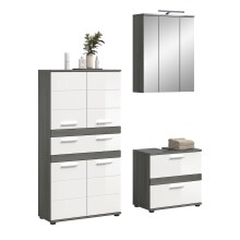 Badezimmer-Set >Blake< in Rauchsilber/Weiß...