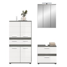 Badezimmer-Set >Blake< in Rauchsilber/Weiß hochglanz - 145x191x34cm (BxHxT)