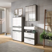 Badezimmer-Set >Blake< in Rauchsilber/Weiß hochglanz - 145x191x34cm (BxHxT)
