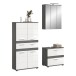 Badezimmer-Set >Blake< in Rauchsilber/Weiß hochglanz - 145x191x34cm (BxHxT)