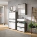 Badezimmer-Set >Blake< in Rauchsilber/Weiß hochglanz - 145x191x34cm (BxHxT)