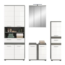 Badezimmer-Set >Blake< in Rauchsilber/Weiß hochglanz - 195x191x34cm (BxHxT)