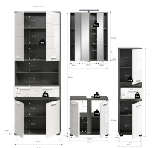 Badezimmer-Set >Blake< in Rauchsilber/Weiß hochglanz - 195x191x34cm (BxHxT)