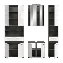 Badezimmer-Set >Blake< in Rauchsilber/Weiß hochglanz - 195x191x34cm (BxHxT)