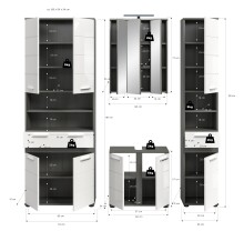 Badezimmer-Set >Blake< in Rauchsilber/Weiß hochglanz - 195x191x34cm (BxHxT)