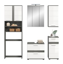 Badezimmer-Set >Blake< in Rauchsilber/Weiß hochglanz - 188x191x34cm (BxHxT)