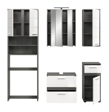 Badezimmer-Set >Blake< in Rauchsilber/Weiß hochglanz - 188x191x34cm (BxHxT)