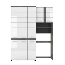 Badezimmer-Set >Blake< in Rauchsilber/Weiß hochglanz - 153x191x31cm (BxHxT)