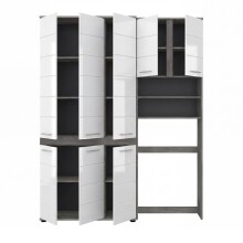 Badezimmer-Set >Blake< in Rauchsilber/Weiß hochglanz - 153x191x31cm (BxHxT)