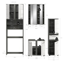 Badezimmer-Set >Blake< in Rauchsilber/Weiß hochglanz - 188x191x34cm (BxHxT)