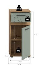 Hochschrank >Blake< in Artisan Eiche Nachbildung/Salbei - 35x79x31cm (BxHxT)