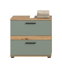 Waschbeckenunterschrank >Blake< Artisan Eiche Nachbildung/Salbei - 60x57x34 (BxHxT)