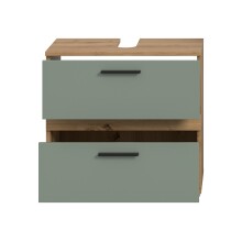 Waschbeckenunterschrank >Blake< Artisan Eiche Nachbildung/Salbei - 60x57x34 (BxHxT)