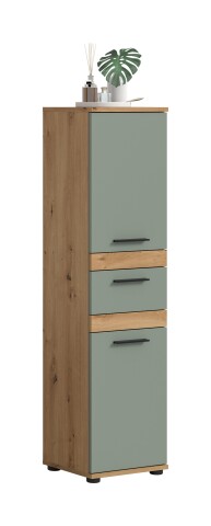 Hochschrank >Blake< in Artisan Eiche Nachbildung/Salbei - 35x137x31cm (BxHxT)