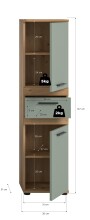 Hochschrank >Blake< in Artisan Eiche Nachbildung/Salbei - 35x137x31cm (BxHxT)