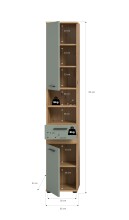 Hochschrank >Blake< in Artisan Eiche Nachbildung/Salbei - 35x191x31cm (BxHxT)