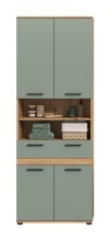 Hochschrank >Blake< in Artisan Eiche Nachbildung/Salbei - 70x191x31cm (BxHxT)