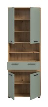 Hochschrank >Blake< in Artisan Eiche Nachbildung/Salbei - 70x191x31cm (BxHxT)