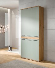 Hochschrank >Blake< in Artisan Eiche Nachbildung/Salbei - 90x191x31cm (BxHxT)