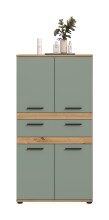 Hochschrank >Blake< in Artisan Eiche Nachbildung/Salbei - 70x137x31cm (BxHxT)