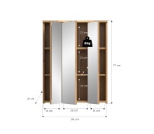 Badezimmerspiegelschrank >Blake< Artisan Eiche /Spiegelglas - 60x77x21 (BxHxT)