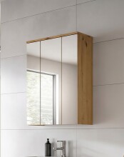 Badezimmerspiegelschrank >Blake< Artisan Eiche /Spiegelglas - 60x77x21 (BxHxT)