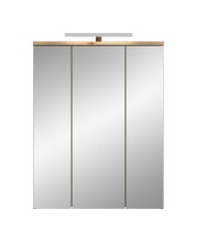 Badezimmerspiegelschrank >Blake< in Artisan Eiche / Spiegelglas - 60x77x21 (BxHxT)