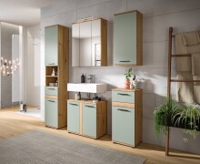 Badezimmerspiegelschrank >Blake< in Artisan Eiche / Spiegelglas - 60x77x21 (BxHxT)