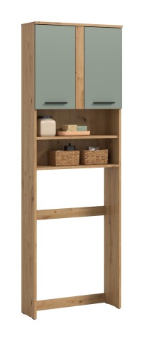 Waschmaschinenumbauschrank >Blake< Artisan Eiche / Salbei - 63x191x25 (BxHxT)