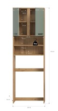 Waschmaschinenumbauschrank >Blake< Artisan Eiche / Salbei - 63x191x25 (BxHxT)