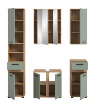 Badezimmer-Set >Blake< in Artisan Eiche Nachbildung/Salbei - 164x191x34 (BxHxT)