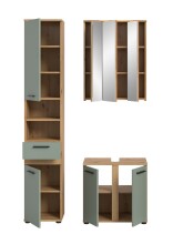 Badezimmer-Set >Blake< in Artisan Eiche Nachbildung/Salbei - 110x191x34 (BxHxT)