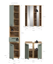 Badezimmer-Set >Blake< in Artisan Eiche Nachbildung/Salbei - 110x191x34 (BxHxT)