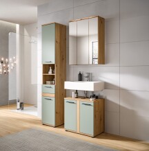 Badezimmer-Set >Blake< in Artisan Eiche Nachbildung/Salbei - 110x191x34 (BxHxT)