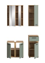 Badezimmer-Set >Blake< in Artisan Eiche Nachbildung/Salbei - 110x191x34 (BxHxT)