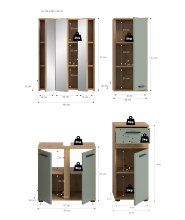 Badezimmer-Set >Blake< in Artisan Eiche Nachbildung/Salbei - 110x191x34 (BxHxT)