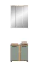 Badezimmer-Set >Blake< in Artisan Eiche Nachbildung/Salbei - 60x191x34cm (BxHxT)