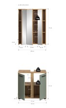 Badezimmer-Set >Blake< in Artisan Eiche Nachbildung/Salbei - 60x191x34cm (BxHxT)