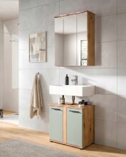 Badezimmer-Set >Blake< in Artisan Eiche Nachbildung/Salbei - 60x191x34cm (BxHxT)