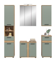 Badezimmer-Set >Blake< in Artisan Eiche Nachbildung/Salbei - 160x191x34 (BxHxT)