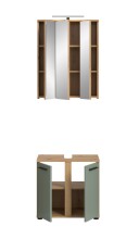 Badezimmer-Set >Blake< in Artisan Eiche Nachbildung/Salbei - 60x191x34cm (BxHxT)
